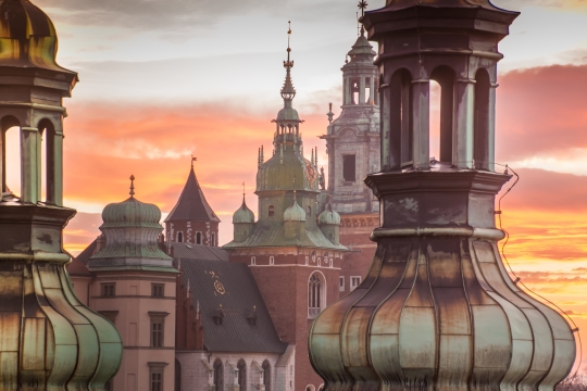 Vista sui tetti della città di Cracovia